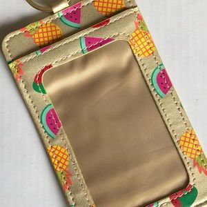 NEW ID Card Credit Card Keychain Wallet Gold Fruit